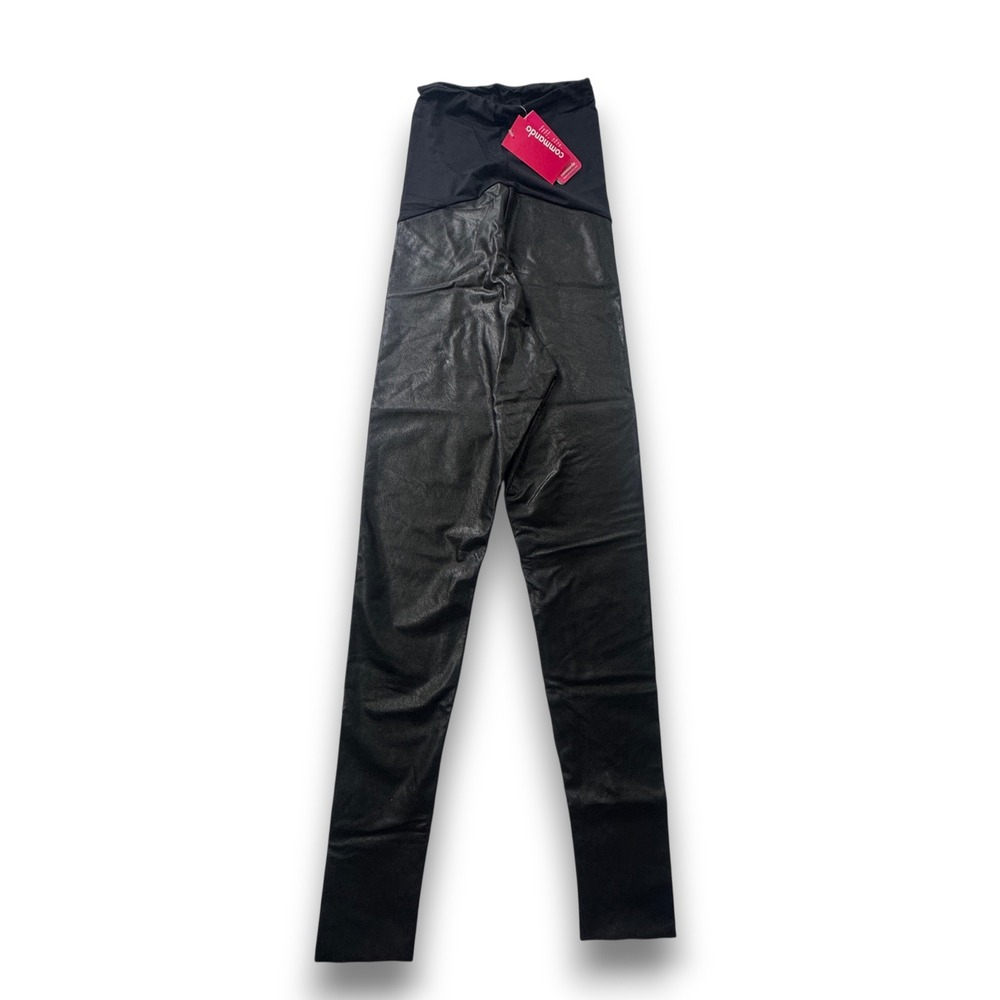 Commando Faux Leather Maternity Leggings Black SLG89 Small NWT